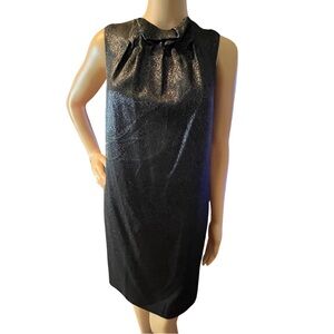 Vince Elegant Black Metallic Sleeveless Cocktail Shift Dress Size 2